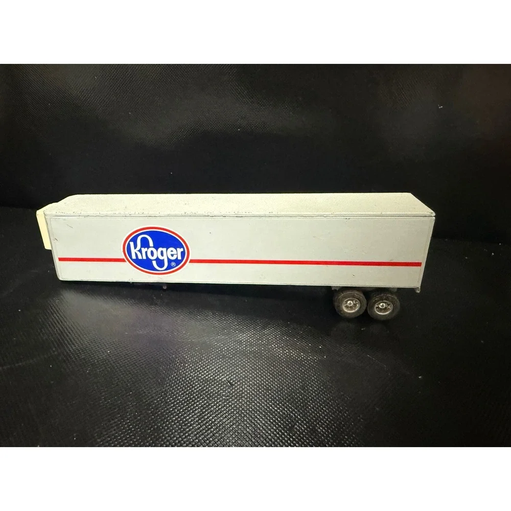 Vintage Kroger Semi Trailer Diecast Model Toy White Red Blue Logo Collectible